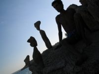 Mario Carne rock balance in Crotone, Calabria